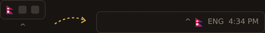 Dragging the Nepal flag from the hidden icons panel onto the taskbar