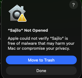 “Sajilo” Not Opened dialog