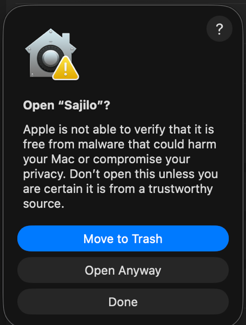 Open Sajilo confirmation dialog